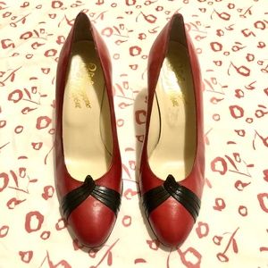 Vintage Rosina Ferragamo Schiavone Red Leather Heels
